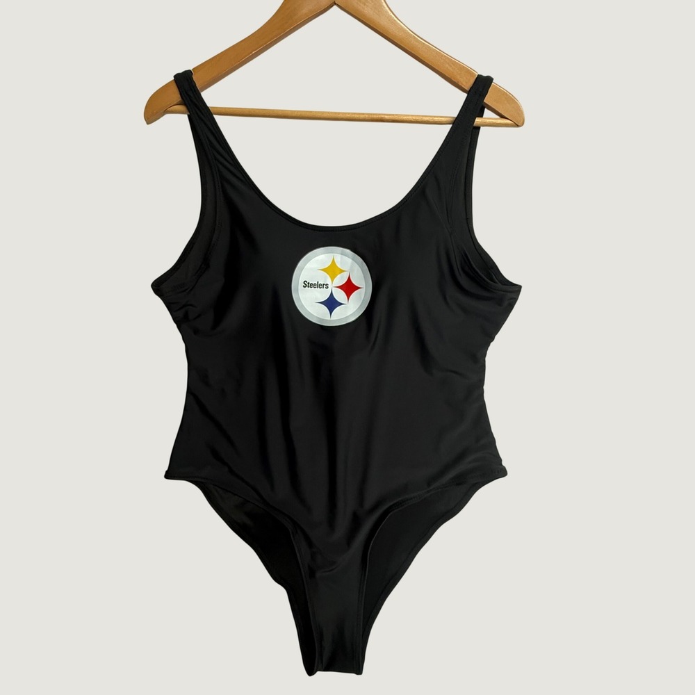 Pittsburgh Steelers Womens XL Bodysuit One Piece Swimsuit NFL NWT Black